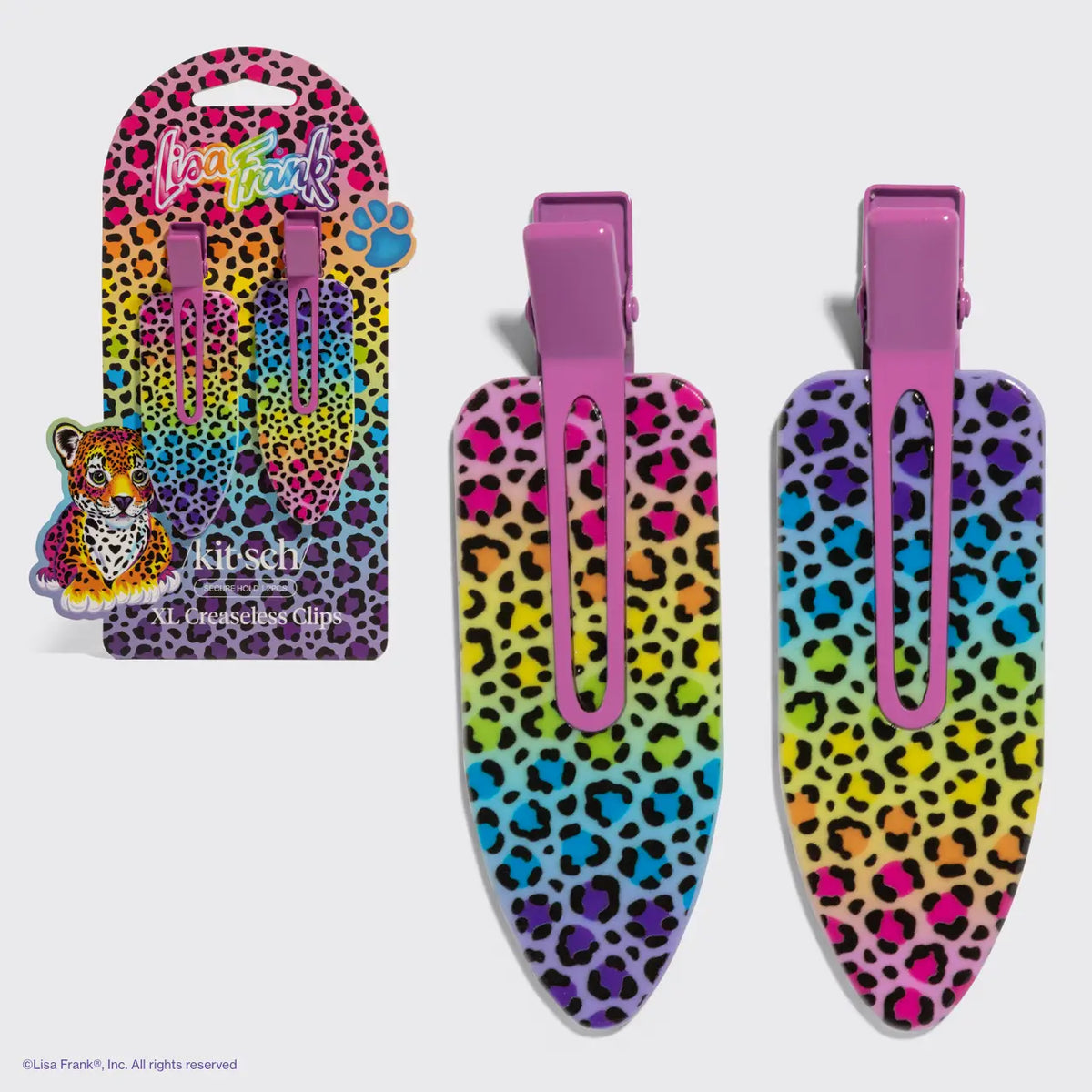 Lisa Frank X Kitsch Xl Creaseless Clips in Rainbow Leopard – The